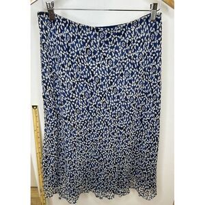 Talbots Skirt Womens‎ Size 12 P Blue White Floral Abstract 100% Silk